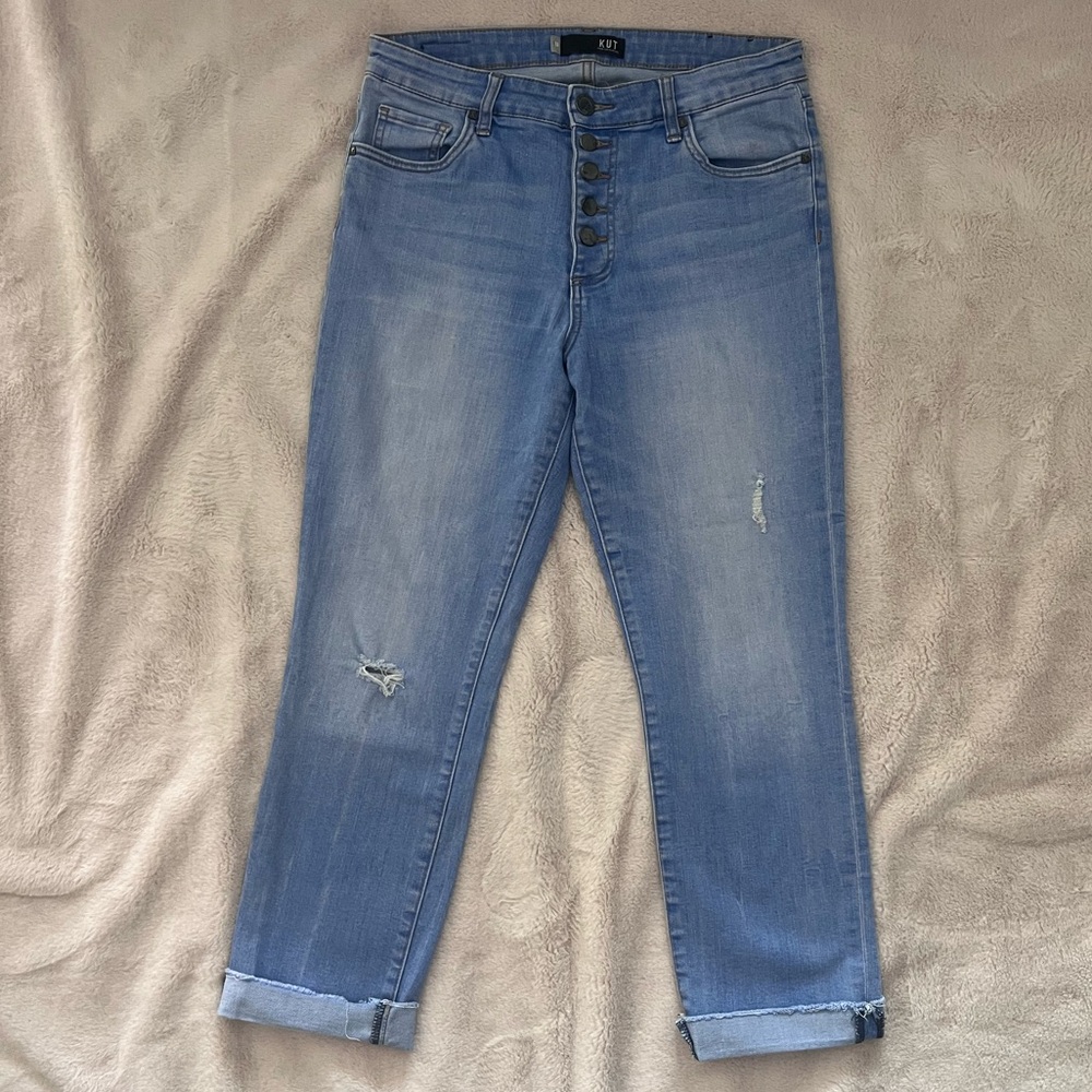 Kut from the Kloth Light Blue High-Rise Button-Fly Jeans